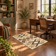 tan and orange zigzag tribal pattern area rug, complete product view