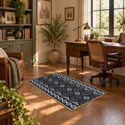 charcoal gray minimal diamond pattern area rug, complete product view