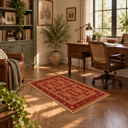 burnt orange traditional ornamental border area rug, complete product view