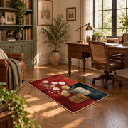 rust and cream balanced stone composition area rug, complete product view