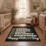 black and green sports strategy typography area rug, full pattern view
