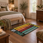 black and gold retro father quote typography area rug, complete product view