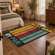 black and gold retro father quote typography area rug, soft surface detail