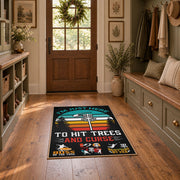 black and teal vintage sports badge design area rug, front room mockup