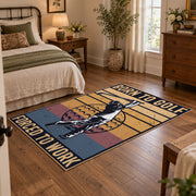 tan and black vintage basketball graphic area rug, soft surface detail