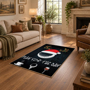 black and multicolor billiards ball graphic area rug, cozy home setting