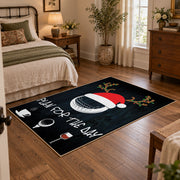 black and multicolor billiards ball graphic area rug, soft surface detail