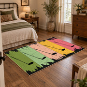 pastel rainbow brushstroke abstract area rug, full pattern view
