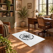 white wander compass hiking quote area rug, complete product view