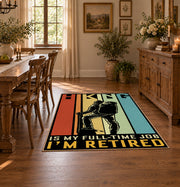 retro orange hiking boot motivational area rug, featured room view