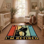 retro orange hiking boot motivational area rug, full pattern view