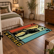 retro orange hiking boot motivational area rug, soft surface detail
