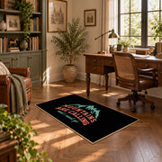 black coral mountains are calling quote area rug, complete product view
