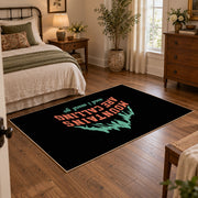 black coral mountains are calling quote area rug, soft surface detail