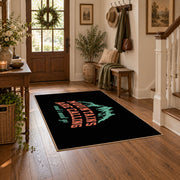 black coral mountains are calling quote area rug, close decorative detail
