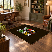 brown colorful hiking passion typography area rug, soft surface detail