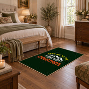 dark green take me to the mountains quote area rug, featured room view