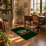 dark green take me to the mountains quote area rug, complete product view