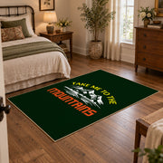 dark green take me to the mountains quote area rug, soft surface detail