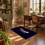 navy girl loves hiking typography area rug, complete product view