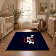 navy girl loves hiking typography area rug, full pattern view