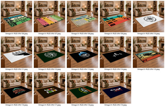 black gold life is better hiking quote area rug, angled room view