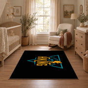 black gold life is better hiking quote area rug, full pattern view