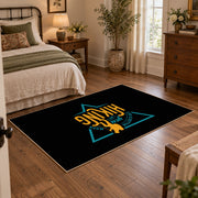 black gold life is better hiking quote area rug, soft surface detail