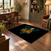 black gold life is better hiking quote area rug, wood floor styling