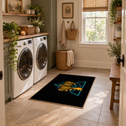 black gold life is better hiking quote area rug, wide interior view