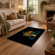 black gold life is better hiking quote area rug, design detail view