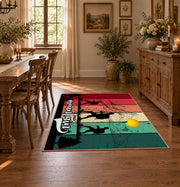 colorful retro mountain journey hiking area rug, featured room view