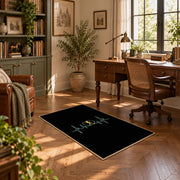 black green hiker heartbeat minimalist area rug, complete product view