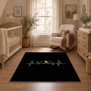 black green hiker heartbeat minimalist area rug, full pattern view