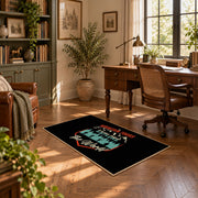 black teal mountain wonder quote area rug, complete product view