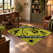 yellow black wild mountain adventure area rug, soft surface detail