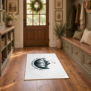 white cover the earth mountain quote area rug, wide interior view