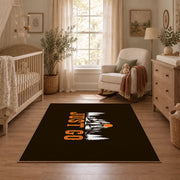 brown orange just go mountain hiking area rug, full pattern view