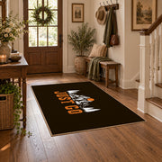 brown orange just go mountain hiking area rug, wood floor styling