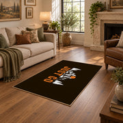 brown orange just go mountain hiking area rug, design detail view