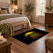 black rocky mountain expedition adventure area rug, cozy home setting