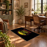 black rocky mountain expedition adventure area rug, complete product view