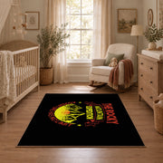 black rocky mountain expedition adventure area rug, full pattern view