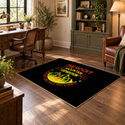 black rocky mountain expedition adventure area rug, wood floor styling