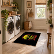 black rocky mountain expedition adventure area rug, wide interior view