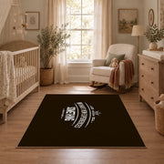 brown white wilderness mountain quote area rug, full pattern view