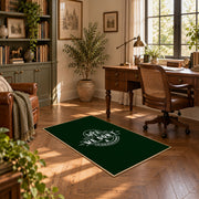 dark green life is good camping badge area rug, complete product view