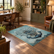 turquoise coastal anchor ship wheel nautical area rug, featured room view