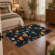 navy campfire outdoor gear camping area rug, soft surface detail