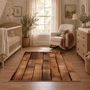 brown rustic wood plank farmhouse area rug, featured room view